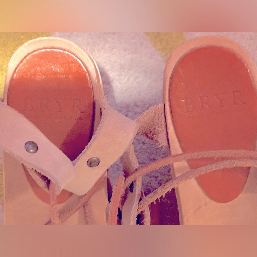 Bryr Clogs Peep-toe blush nubuck sz 38 US 8 - Picture 8 of 9